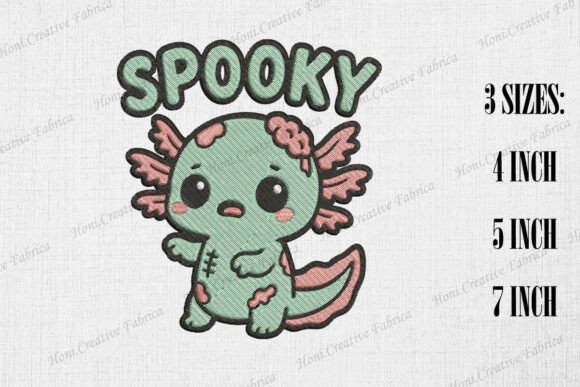 Cute Zombie Axolotl Spooky Halloween Design Review
