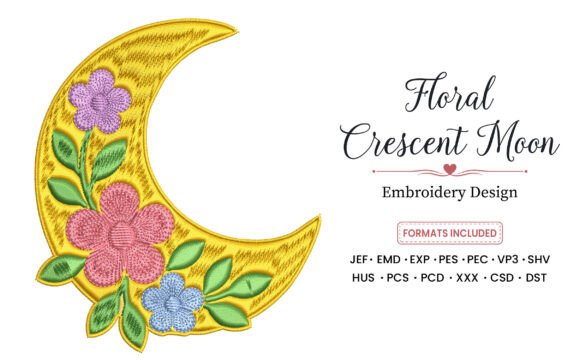Floral Moon Embroidery Design Review for Apparel
